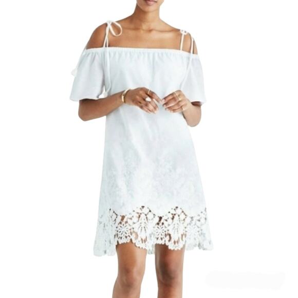 Madewell Dresses & Skirts - Madewell Eyelet Beachy Bohemian Cold Shoulder White Dress size XXS